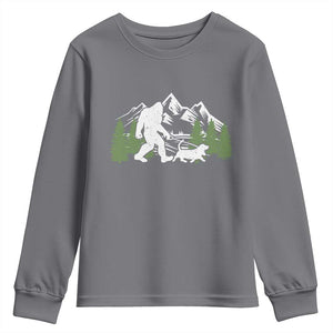 Bigfoot Walking Dachshund Youth Sweatshirt Funny Wiener Dog Gift Sasquatch TS10 Charcoal Print Your Wear