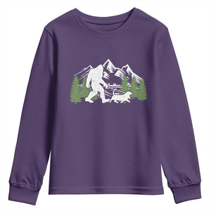 Bigfoot Walking Dachshund Youth Sweatshirt Funny Wiener Dog Gift Sasquatch TS10 Purple Print Your Wear