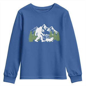 Bigfoot Walking Dachshund Youth Sweatshirt Funny Wiener Dog Gift Sasquatch TS10 Royal Blue Print Your Wear