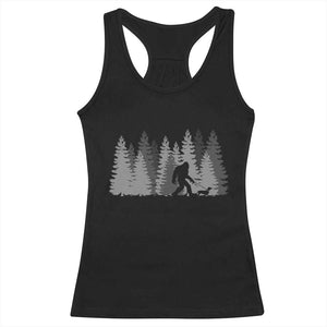 Bigfoot Walking Dachshund Racerback Tank Top Funny Wiener Dog Gift Forest Sasquatch Yeti TS10 Black Print Your Wear