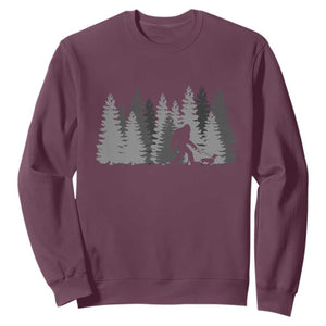 Bigfoot Walking Dachshund Sweatshirt Funny Wiener Dog Gift Forest Sasquatch Yeti TS10 Maroon Print Your Wear