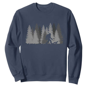 Bigfoot Walking Dachshund Sweatshirt Funny Wiener Dog Gift Forest Sasquatch Yeti TS10 Navy Print Your Wear
