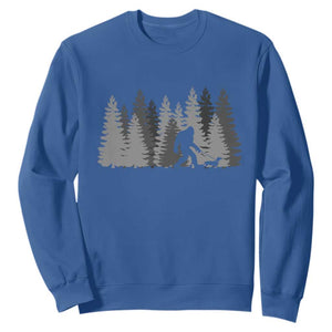 Bigfoot Walking Dachshund Sweatshirt Funny Wiener Dog Gift Forest Sasquatch Yeti TS10 Royal Blue Print Your Wear