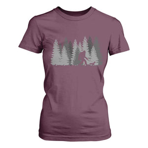 Bigfoot Walking Dachshund T Shirt For Women Funny Wiener Dog Gift Forest Sasquatch Yeti TS10 Maroon Print Your Wear