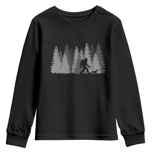 Bigfoot Walking Dachshund Youth Sweatshirt Funny Wiener Dog Gift Forest Sasquatch Yeti TS10 Black Print Your Wear