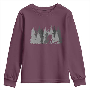 Bigfoot Walking Dachshund Youth Sweatshirt Funny Wiener Dog Gift Forest Sasquatch Yeti TS10 Maroon Print Your Wear