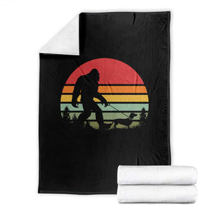 Retro Bigfoot Walking Dachshund Throw Blanket Funny Doxie Wiener Dog Walker Vintage 70s 80s TS10 Black Print Your Wear