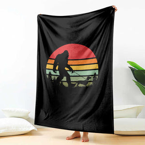Retro Bigfoot Walking Dachshund Throw Blanket Funny Doxie Wiener Dog Walker Vintage 70s 80s TS10 Print Your Wear