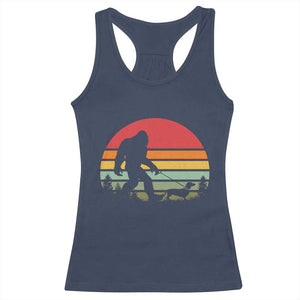 Retro Bigfoot Walking Dachshund Racerback Tank Top Funny Doxie Wiener Dog Walker Vintage 70s 80s TS10 Navy Print Your Wear