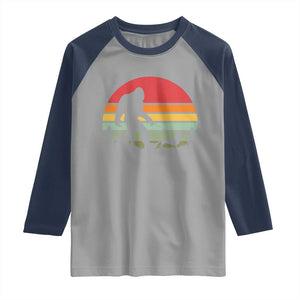 Retro Bigfoot Walking Dachshund Raglan Shirt Funny Doxie Wiener Dog Walker Vintage 70s 80s TS10 Sport Gray Navy Print Your Wear
