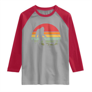 Retro Bigfoot Walking Dachshund Raglan Shirt Funny Doxie Wiener Dog Walker Vintage 70s 80s TS10 Sport Gray Red Print Your Wear