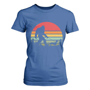 Retro Bigfoot Walking Dachshund T Shirt For Women Funny Doxie Wiener Dog Walker Vintage 70s 80s TS10 Royal Blue Print Your Wear