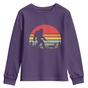Retro Bigfoot Walking Dachshund Youth Sweatshirt Funny Doxie Wiener Dog Walker Vintage 70s 80s TS10 Purple Print Your Wear