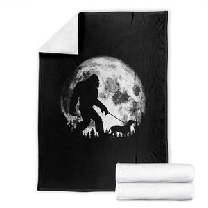 Bigfoot Walking Dachshund Throw Blanket Funny Doxie Wiener Sasquatch Night Stroll Full Moon TS10 Black Print Your Wear