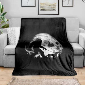 Bigfoot Walking Dachshund Throw Blanket Funny Doxie Wiener Sasquatch Night Stroll Full Moon TS10 Print Your Wear