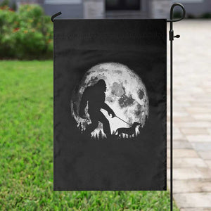 Bigfoot Walking Dachshund Garden Flag Funny Doxie Wiener Sasquatch Night Stroll Full Moon TS10 Print Your Wear