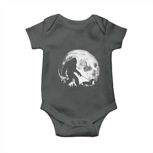 Bigfoot Walking Dachshund Baby Onesie Funny Doxie Wiener Sasquatch Night Stroll Full Moon TS10 Dark Heather Print Your Wear