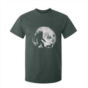 Bigfoot Walking Dachshund T Shirt For Kid Funny Doxie Wiener Sasquatch Night Stroll Full Moon TS10 Dark Forest Green Print Your Wear