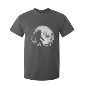 Bigfoot Walking Dachshund T Shirt For Kid Funny Doxie Wiener Sasquatch Night Stroll Full Moon TS10 Dark Heather Print Your Wear