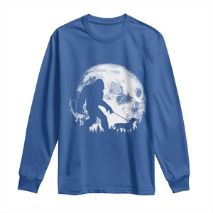 Bigfoot Walking Dachshund Long Sleeve Shirt Funny Doxie Wiener Sasquatch Night Stroll Full Moon TS10 Royal Blue Print Your Wear