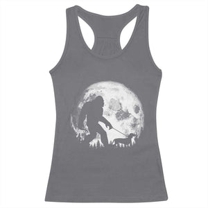 Bigfoot Walking Dachshund Racerback Tank Top Funny Doxie Wiener Sasquatch Night Stroll Full Moon TS10 Charcoal Print Your Wear
