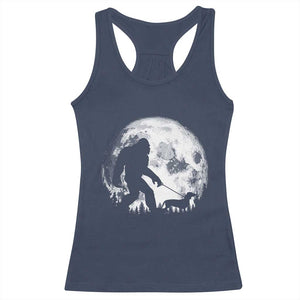 Bigfoot Walking Dachshund Racerback Tank Top Funny Doxie Wiener Sasquatch Night Stroll Full Moon TS10 Navy Print Your Wear