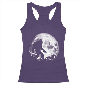 Bigfoot Walking Dachshund Racerback Tank Top Funny Doxie Wiener Sasquatch Night Stroll Full Moon TS10 Purple Print Your Wear