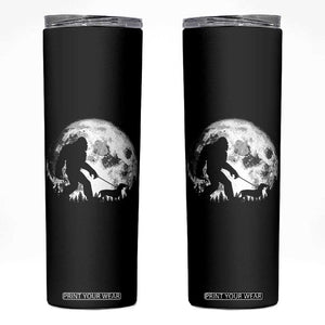 Bigfoot Walking Dachshund Skinny Tumbler Funny Doxie Wiener Sasquatch Night Stroll Full Moon TS10 Black Print Your Wear