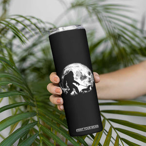 Bigfoot Walking Dachshund Skinny Tumbler Funny Doxie Wiener Sasquatch Night Stroll Full Moon TS10 Print Your Wear