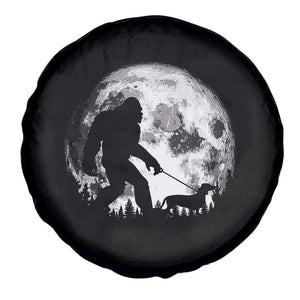 Bigfoot Walking Dachshund Spare Tire Cover Funny Doxie Wiener Sasquatch Night Stroll Full Moon TS10 Print Your Wear
