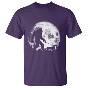 Bigfoot Walking Dachshund T Shirt Funny Doxie Wiener Sasquatch Night Stroll Full Moon TS10 Purple Print Your Wear