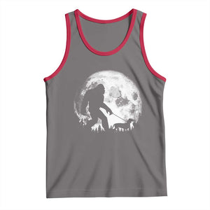 Bigfoot Walking Dachshund Tank Top Funny Doxie Wiener Sasquatch Night Stroll Full Moon TS10 Deep Heather Red Print Your Wear