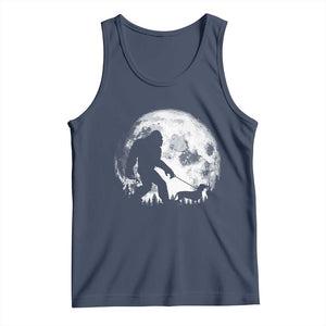 Bigfoot Walking Dachshund Tank Top Funny Doxie Wiener Sasquatch Night Stroll Full Moon TS10 Navy Print Your Wear
