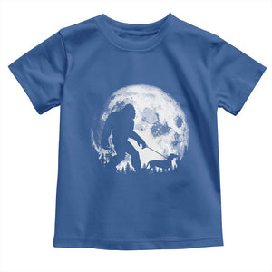 Bigfoot Walking Dachshund Toddler T Shirt Funny Doxie Wiener Sasquatch Night Stroll Full Moon TS10 Royal Blue Print Your Wear