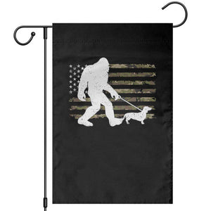 Bigfoot Walking Dachshund Garden Flag Sasquatch Camo American Flag USA Military Patriotic TS10 Black Print Your Wear