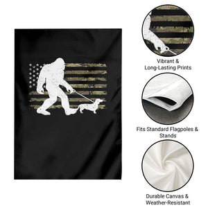 Bigfoot Walking Dachshund Garden Flag Sasquatch Camo American Flag USA Military Patriotic TS10 Print Your Wear