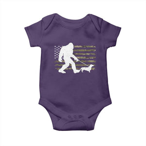 Bigfoot Walking Dachshund Baby Onesie Sasquatch Camo American Flag USA Military Patriotic TS10 Purple Print Your Wear