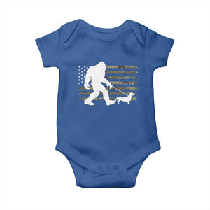 Bigfoot Walking Dachshund Baby Onesie Sasquatch Camo American Flag USA Military Patriotic TS10 Royal Blue Print Your Wear