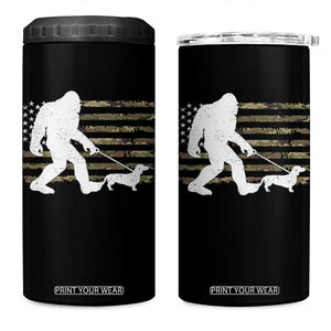 Bigfoot Walking Dachshund 4 in 1 Can Cooler Tumbler Sasquatch Camo American Flag USA Military Patriotic TS10 One Size: 16 oz Black Print Your Wear