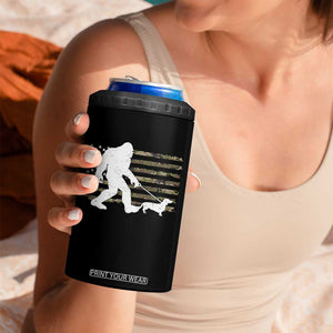Bigfoot Walking Dachshund 4 in 1 Can Cooler Tumbler Sasquatch Camo American Flag USA Military Patriotic TS10 Print Your Wear