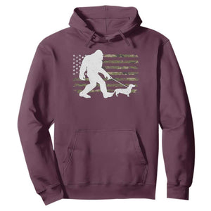 Bigfoot Walking Dachshund Hoodie Sasquatch Camo American Flag USA Military Patriotic TS10 Maroon Print Your Wear