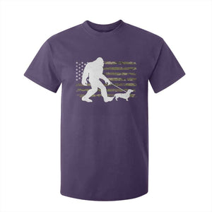 Bigfoot Walking Dachshund T Shirt For Kid Sasquatch Camo American Flag USA Military Patriotic TS10 Purple Print Your Wear