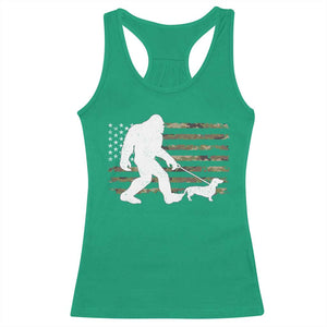 Bigfoot Walking Dachshund Racerback Tank Top Sasquatch Camo American Flag USA Military Patriotic TS10 Irish Green Print Your Wear