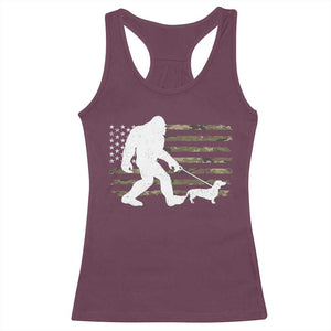 Bigfoot Walking Dachshund Racerback Tank Top Sasquatch Camo American Flag USA Military Patriotic TS10 Maroon Print Your Wear