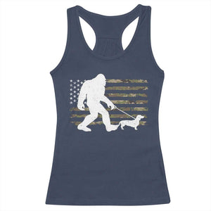 Bigfoot Walking Dachshund Racerback Tank Top Sasquatch Camo American Flag USA Military Patriotic TS10 Navy Print Your Wear