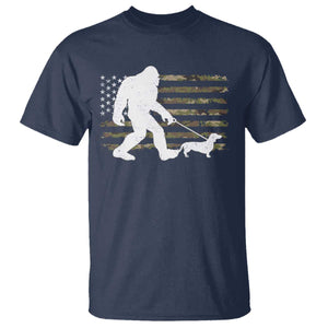 Bigfoot Walking Dachshund T Shirt Sasquatch Camo American Flag USA Military Patriotic TS10 Navy Print Your Wear