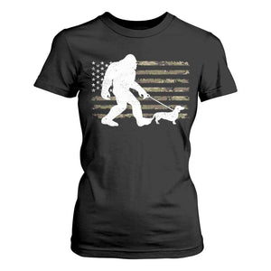 Bigfoot Walking Dachshund T Shirt For Women Sasquatch Camo American Flag USA Military Patriotic TS10 Black Print Your Wear