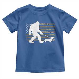 Bigfoot Walking Dachshund Toddler T Shirt Sasquatch Camo American Flag USA Military Patriotic TS10 Royal Blue Print Your Wear