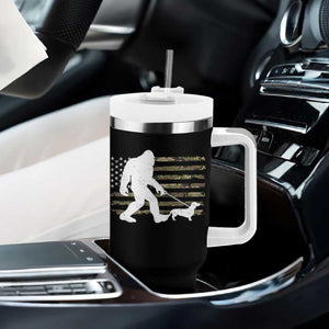 Bigfoot Walking Dachshund Tumbler With Handle Sasquatch Camo American Flag USA Military Patriotic TS10 Print Your Wear