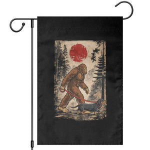 Bigfoot Dachshund Lovers Garden Flag Japanese Vintage Graphic Ukiyo-e Art Sasquatch Wiener Dog Gift TS10 Black Print Your Wear
